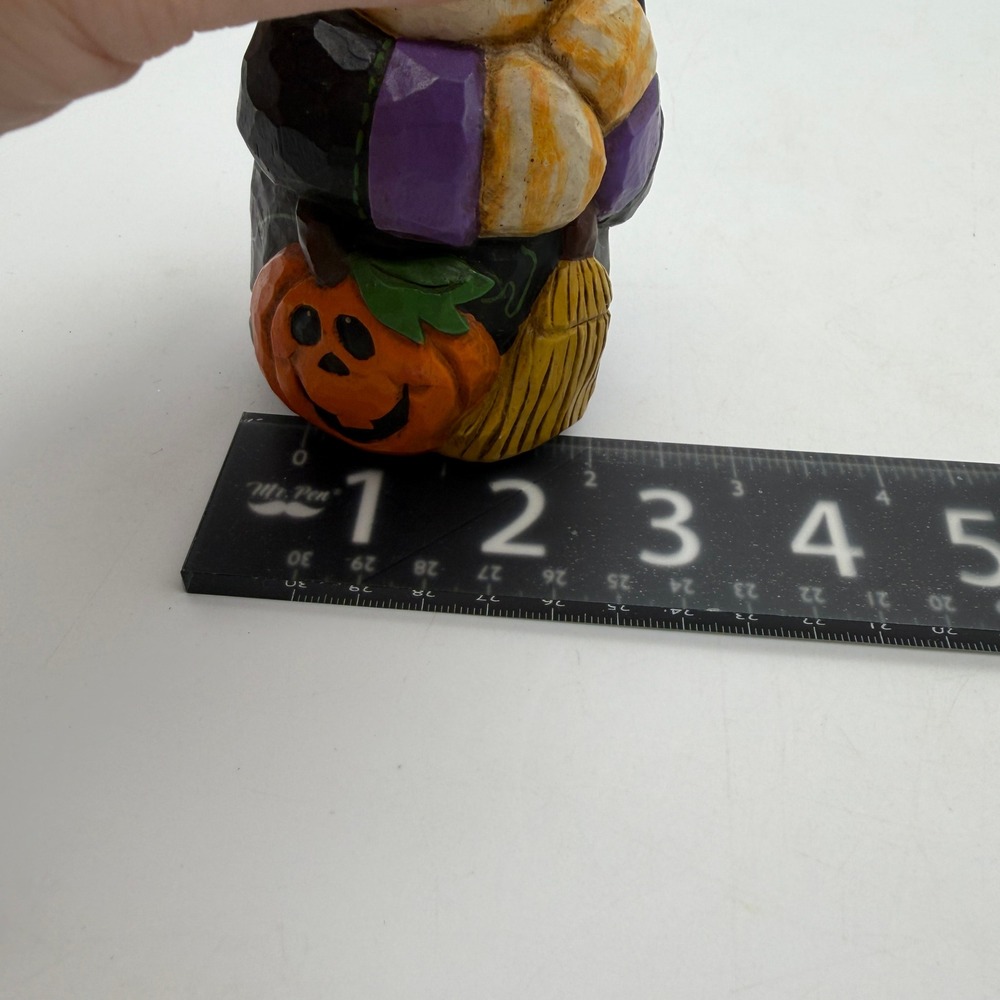 Eddie Walker Folk Art Halloween Cat Witch Figurine Resin Pumpkin Broom Decor - Picture 9 of 10